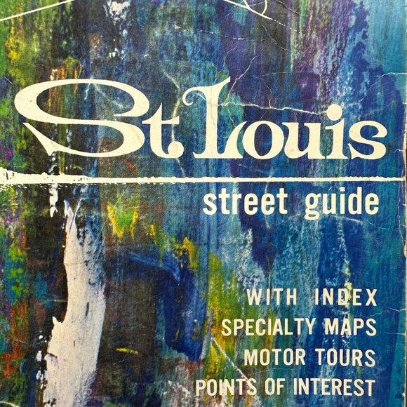 Vintage St Louis Street Guide 1970 Maps Mid Century Modern Missouri Blue Green - Picture 4 of 15